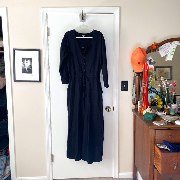 Aerie Fleece Wide Leg Button Down Jumpsuit - Picture 2 of 12